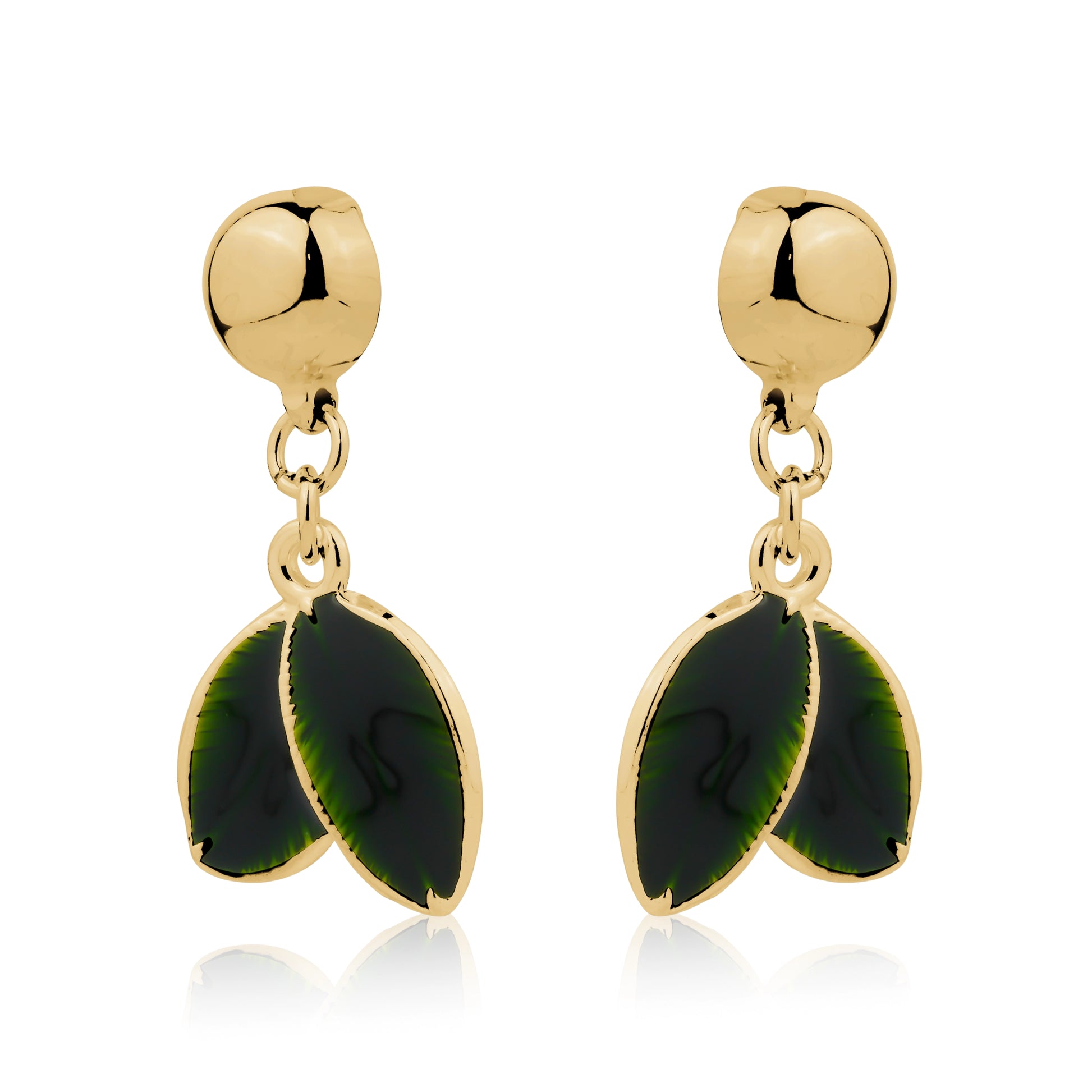 Magnetic Leaf nature earrings. Detachable earrings for a truly hypoallergenic jewellery on a white background