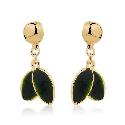 Magnetic Leaf nature earrings. Detachable earrings for a truly hypoallergenic jewellery on a white background