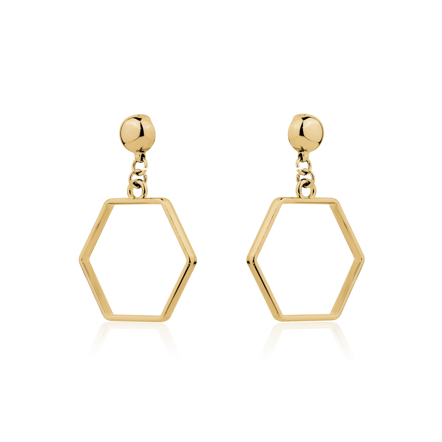 Hexagon hoop polygon Detachable earrings for truly hypoallergenic jewellery on a white background