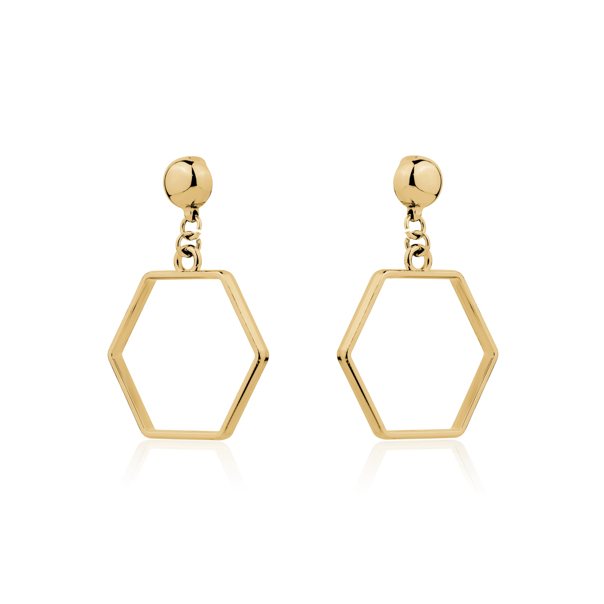 Hexagon hoop polygon Detachable earrings for truly hypoallergenic jewellery on a white background