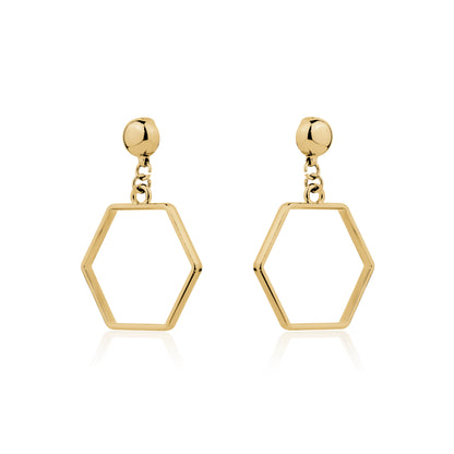 Hexagon hoop polygon Detachable earrings for truly hypoallergenic jewellery on a white background