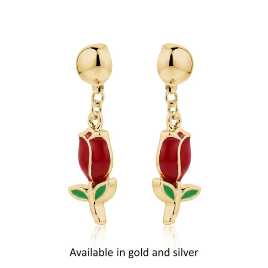 Gold and silver Tulip earrings. Detachable earrings for a truly hypoallergenic jewellery on a white background