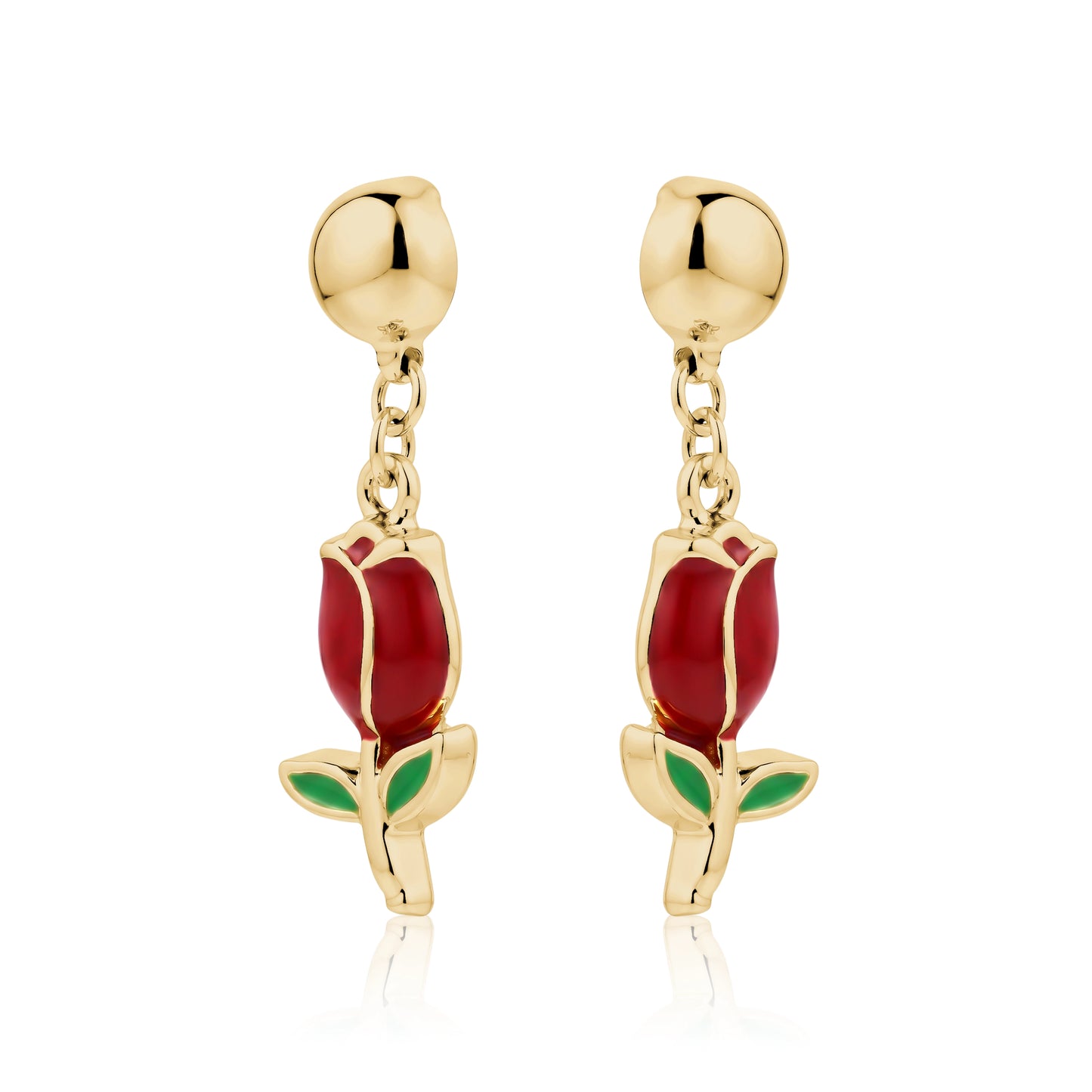 Gold Tulip earrings. Detachable earrings for a truly hypoallergenic jewellery on a white background