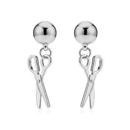 Interchangeable Mini scissor earrings. Detachable earrings for a truly hypoallergenic jewellery on a white background