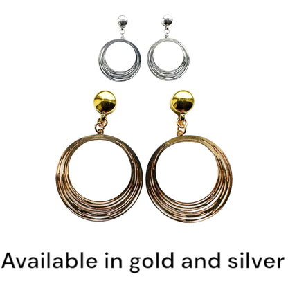 Gold/ Silver String Rings earrings. Detachable earrings for a truly hypoallergenic jewellery on a white background