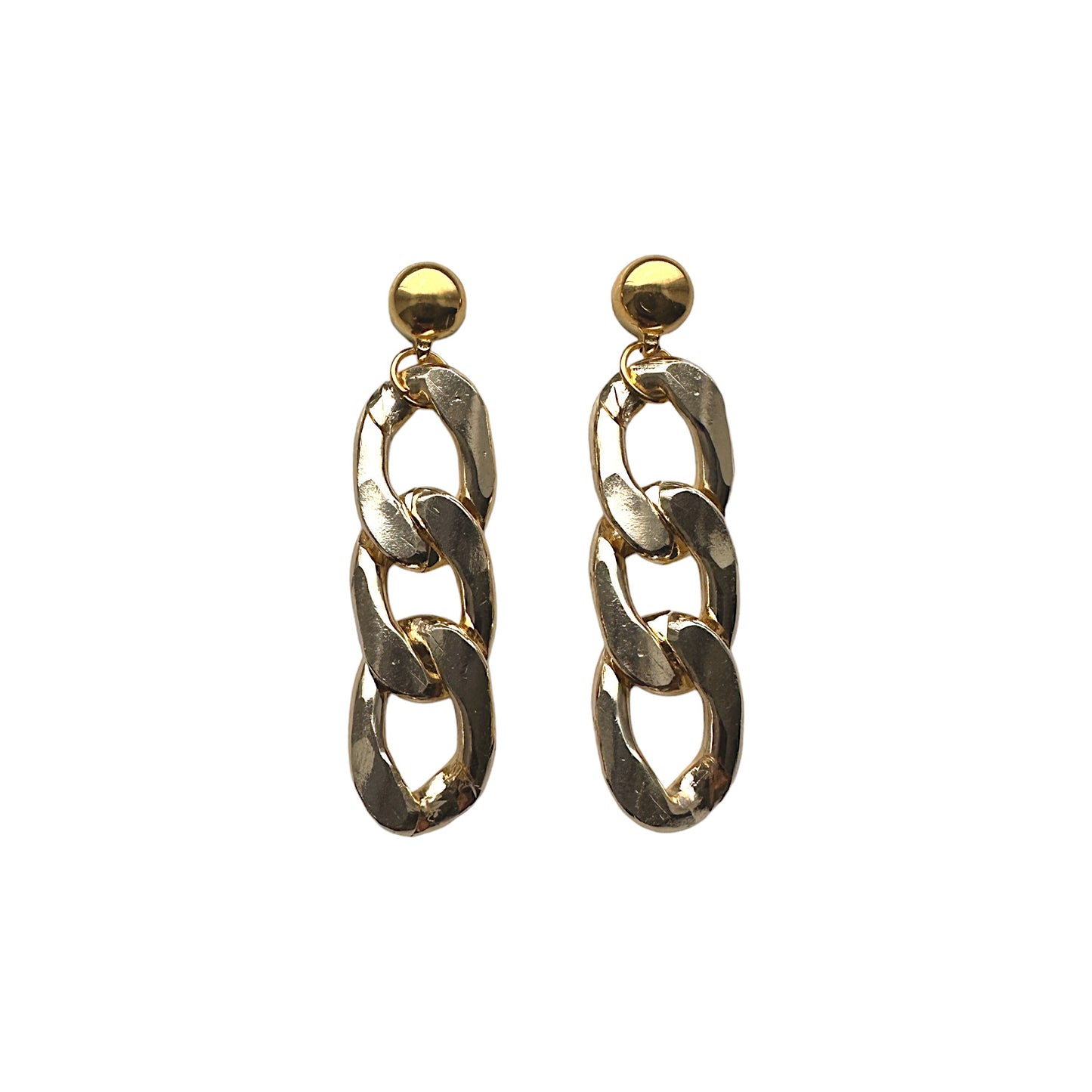 Interchangeable Large gold chain earrings. Detachable earrings for a truly hypoallergenic jewellery on a white background medium size