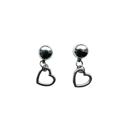 Ti-Go Mini silver heart earrings. Detachable earrings for a truly hypoallergenic jewellery on a white background