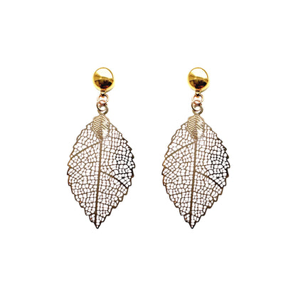 Leaf Earrings Magnetic titanium interchangeable earring system. Detachable earrings for a truly hypoallergenic jewellery on a white background