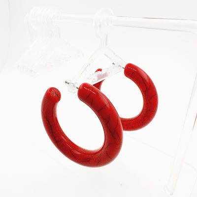 Large Angels Red Hoops with titanium posts