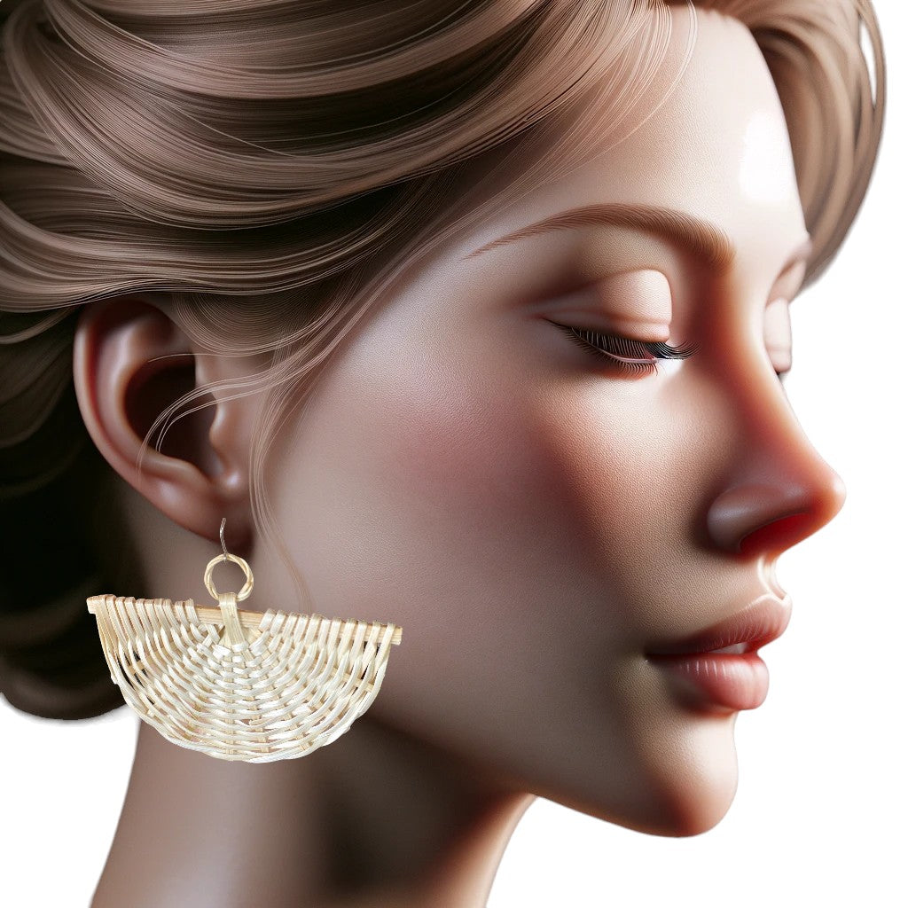 Large Fan bohemia style rattan earrings