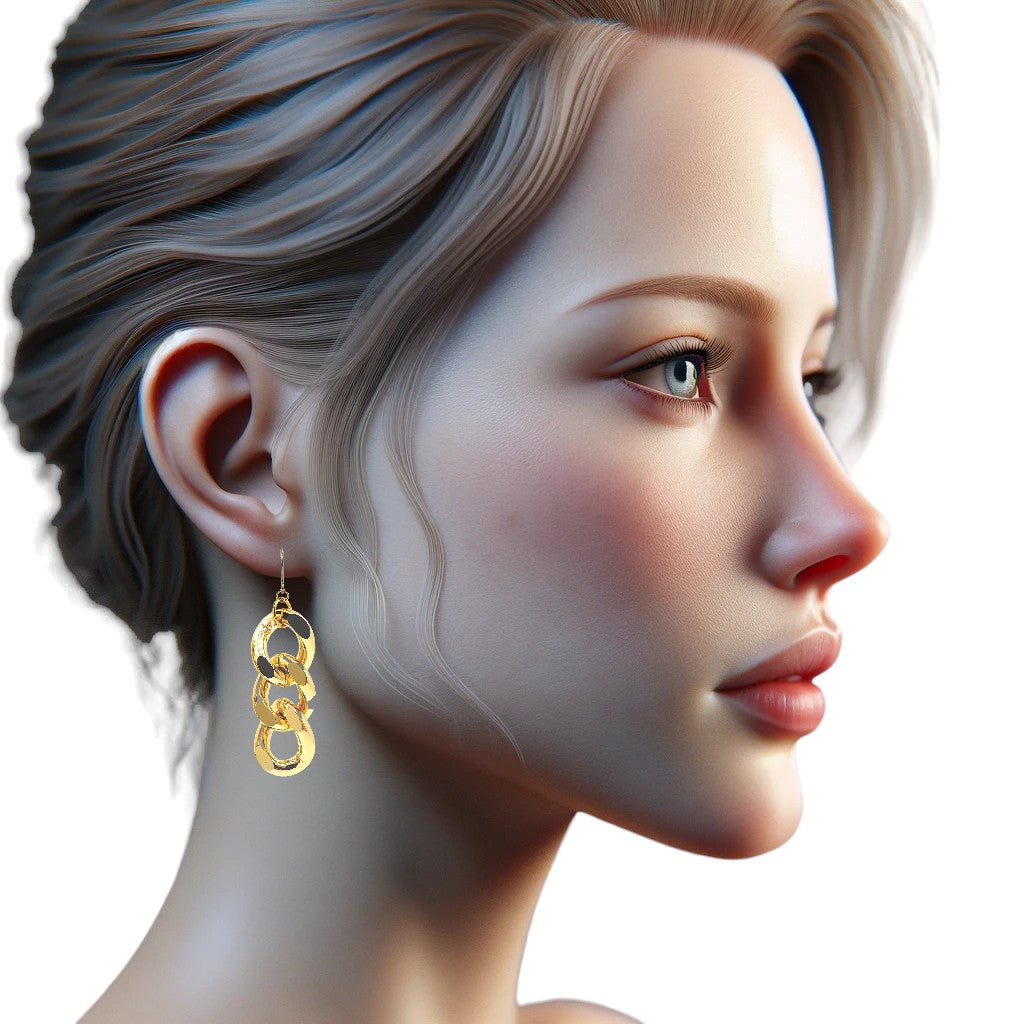 Gold chain earrings