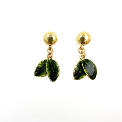 Magnetic Leaf nature earrings. Detachable earrings for a truly hypoallergenic jewellery on a white background