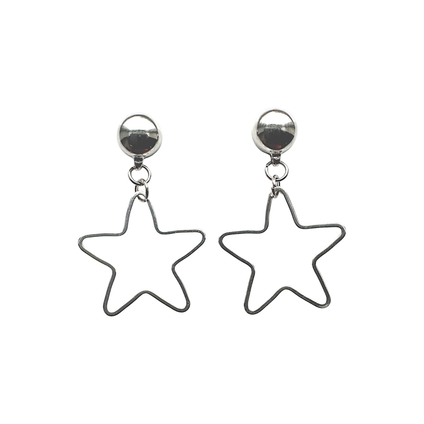 Magnetic Minimal Silver Star earrings. Detachable earrings for a truly hypoallergenic jewellery on a white background