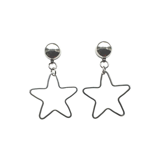 Magnetic Minimal Silver Star earrings. Detachable earrings for a truly hypoallergenic jewellery on a white background