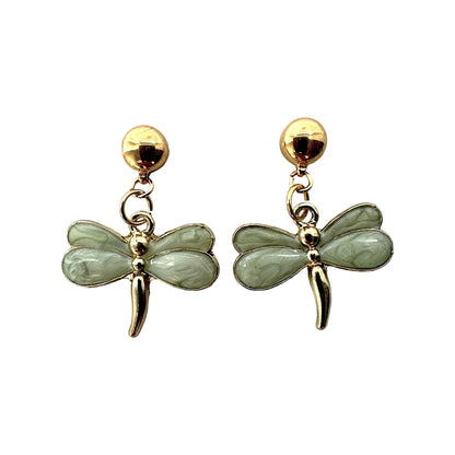 Pearly Dragonfly earrings Detachable earrings for a truly hypoallergenic jewellery on a white background. blue