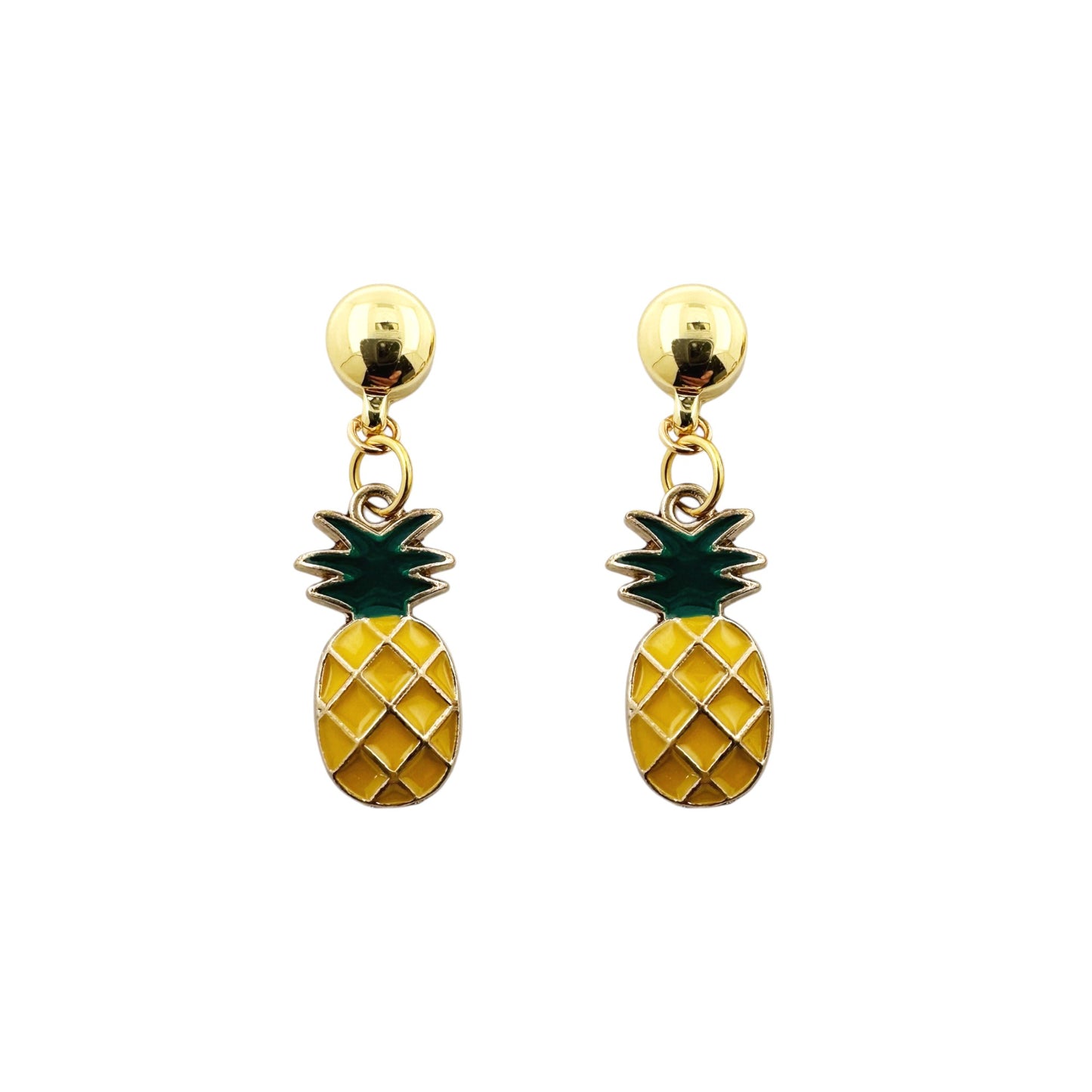 Pineapple Charm Earring. Detachable earrings for a truly hypoallergenic jewellery on a white background