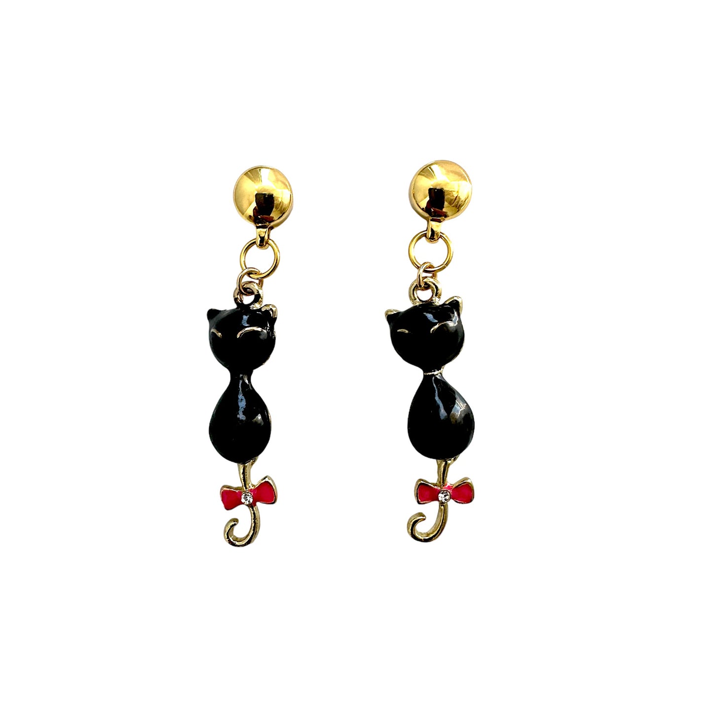 Magnetic Siamese Charm earrings. Detachable earrings for a truly hypoallergenic jewellery on a white background. black