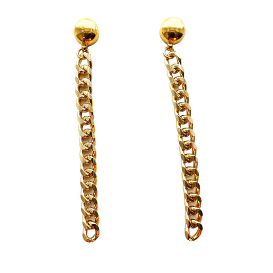 Small gold chain earrings. Detachable earrings for a truly hypoallergenic jewellery on a white background