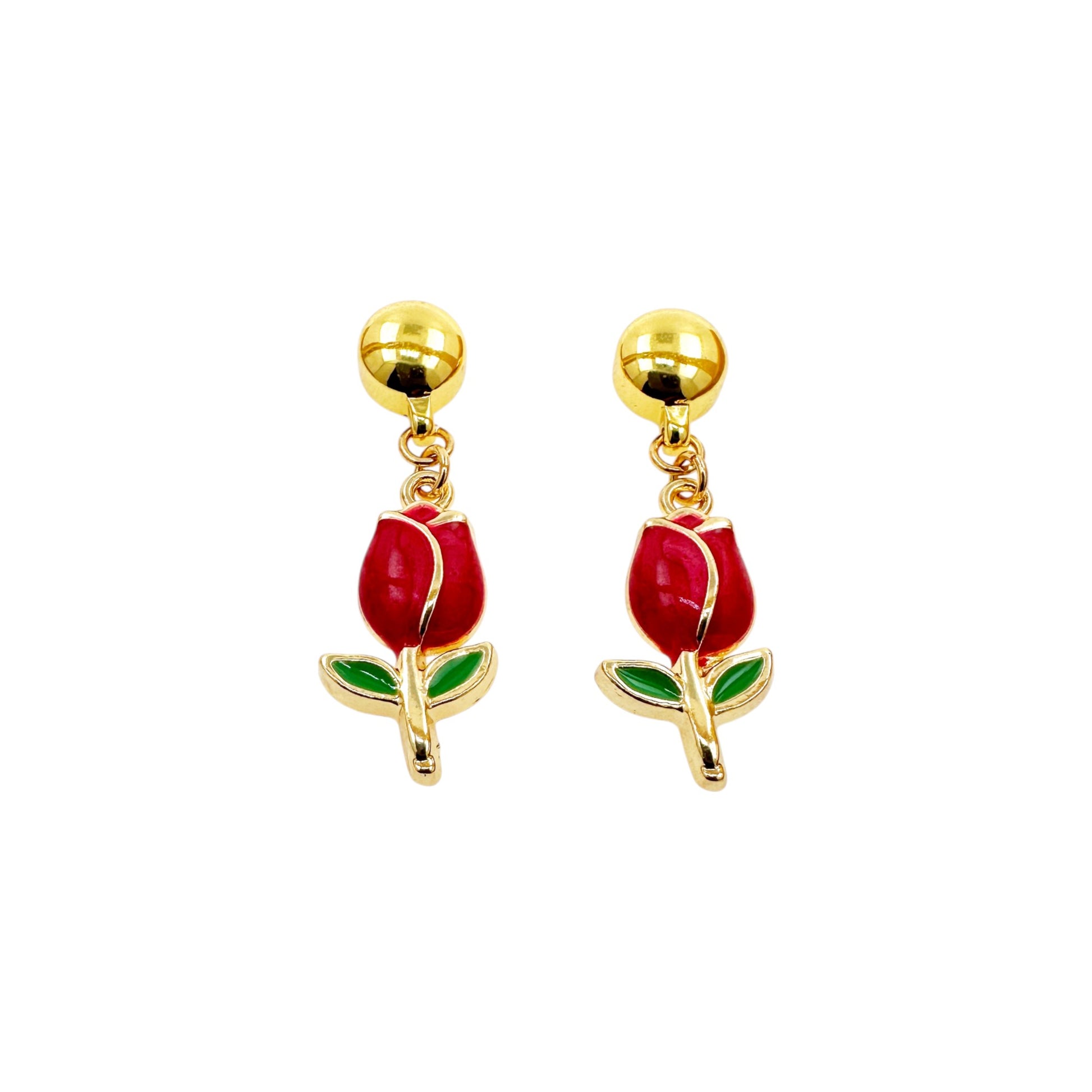 Tulip earrings. Detachable earrings for a truly hypoallergenic jewellery on a white background