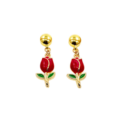 Tulip earrings. Detachable earrings for a truly hypoallergenic jewellery on a white background