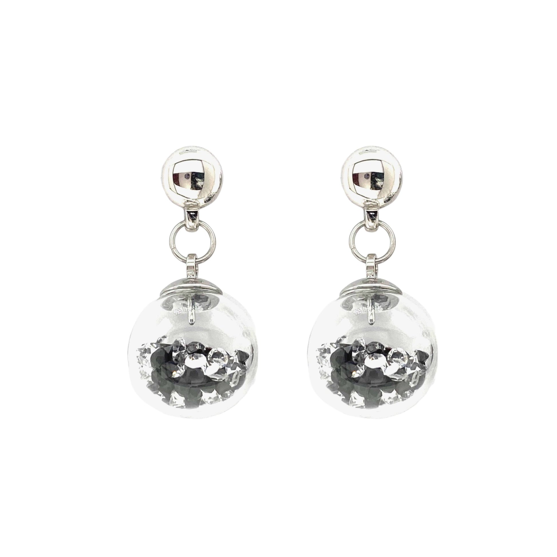 Silver globe gem stones earring. Detachable earrings for a truly hypoallergenic jewellery on a white background