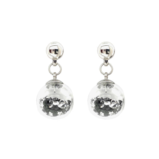 Silver globe gem stones earring. Detachable earrings for a truly hypoallergenic jewellery on a white background