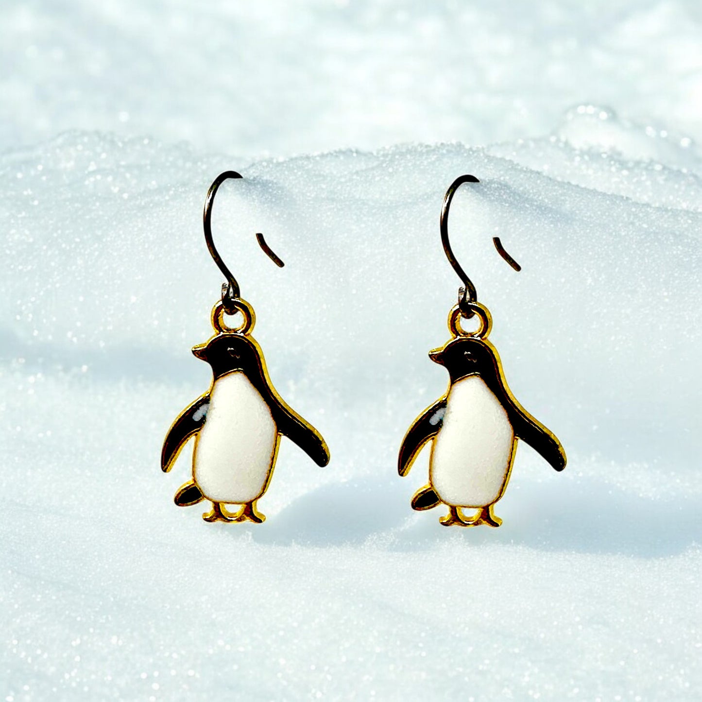 penguin hypoallergenic titanium earrings in snow