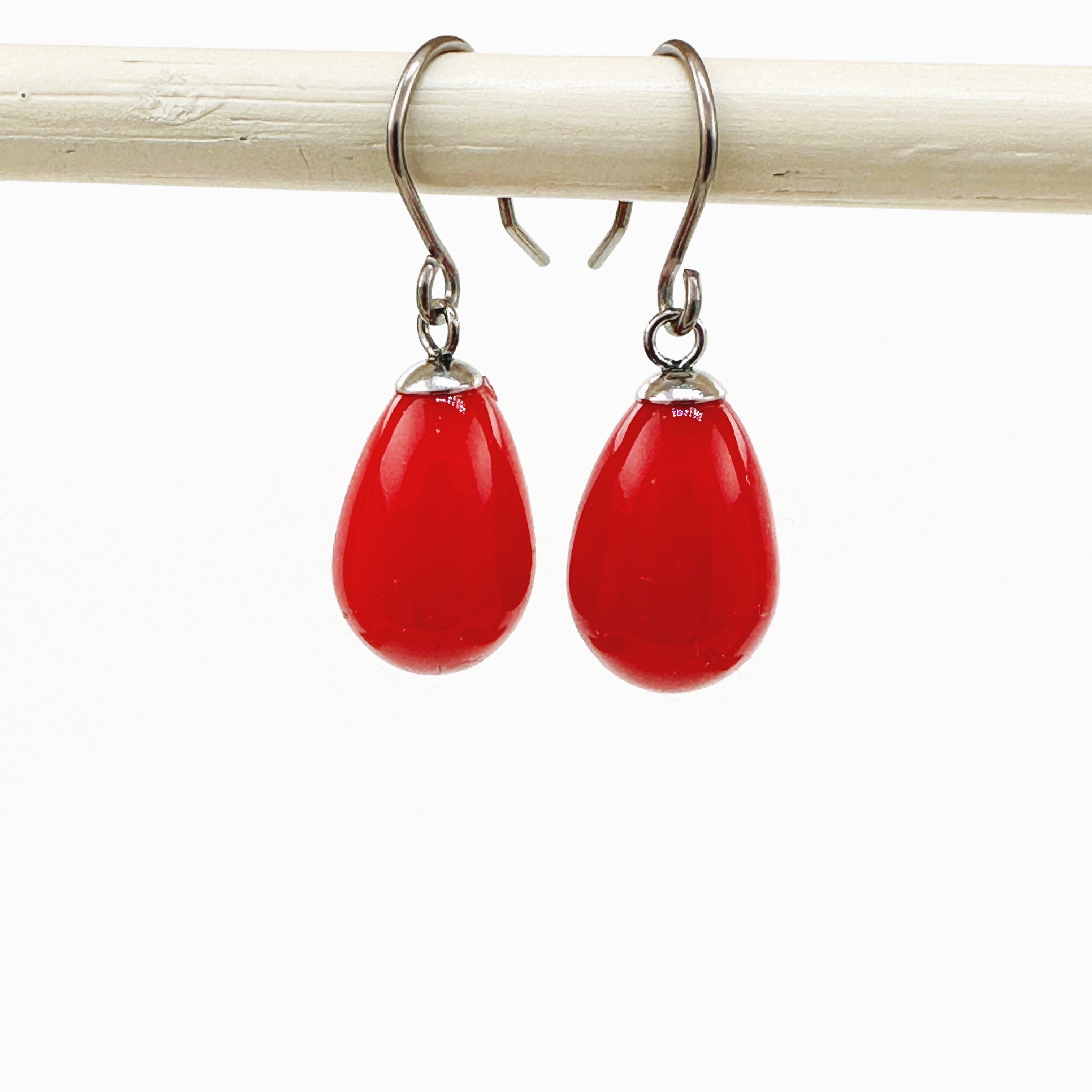 Red pearl earrings