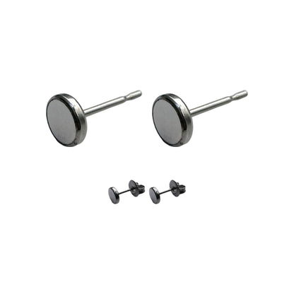 Titanium  Hypoallergenic magnetic interchangable stud pairs on a white background