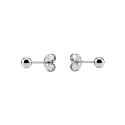 Titanium 4 mm Ball Studs solid titanium studs and backs Feature a small and minimal design on a white background