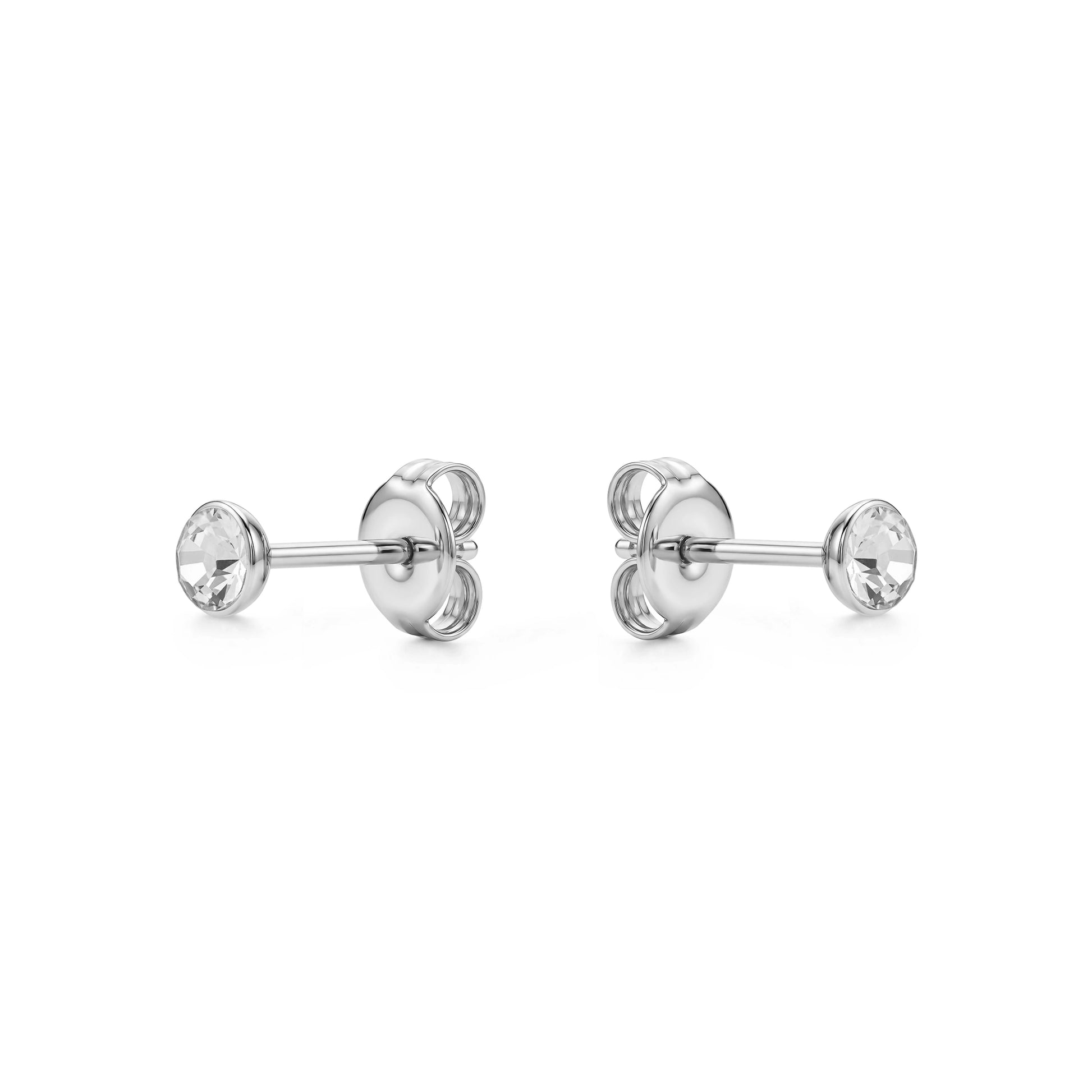 diamond gem titanium studs earrings on a white background