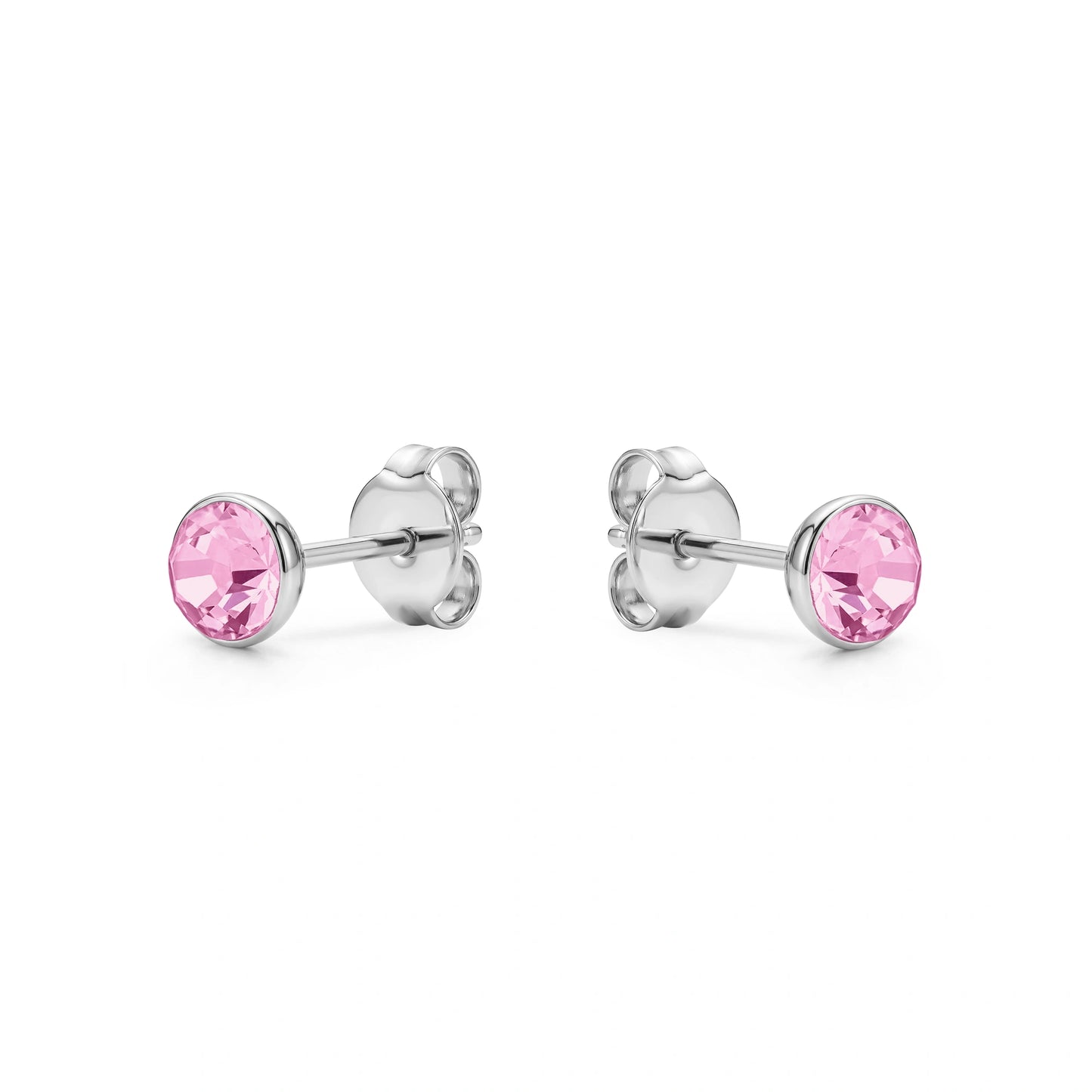 Pink Gem Studs solid titanium studs and backs Feature a small and minimal design on a white background
