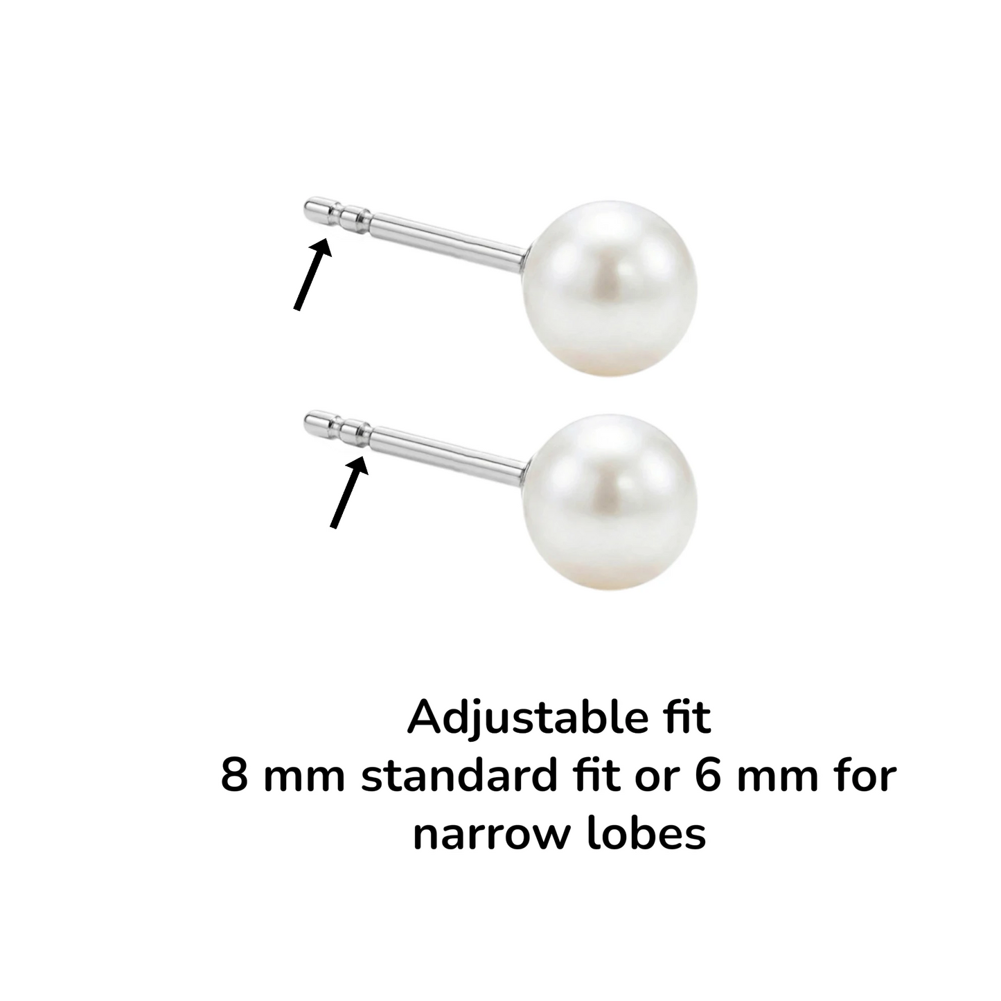 Pearl Studs 4mm solid titanium  Feature adjustable fit measured