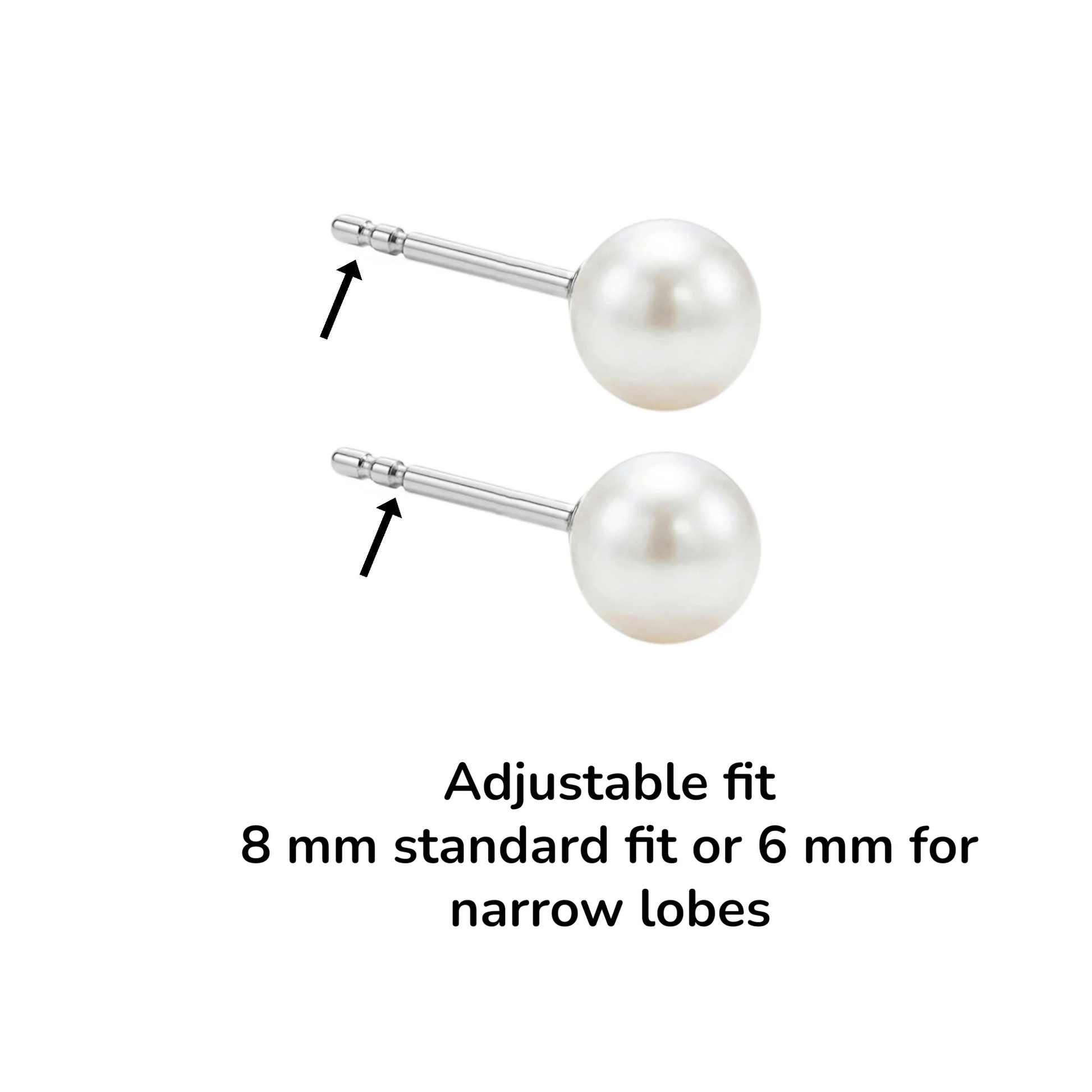 Pearl Studs 4mm solid titanium  Feature adjustable fit measured