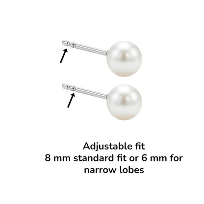 Pearl Studs 4mm solid titanium  Feature adjustable fit measured