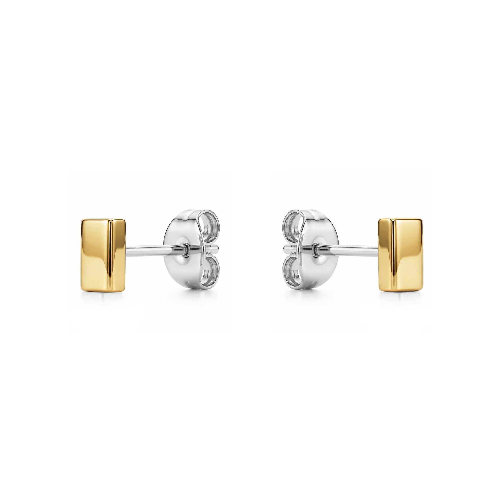 Mini Gold titanium Bar Studs solid titanium on a white background
