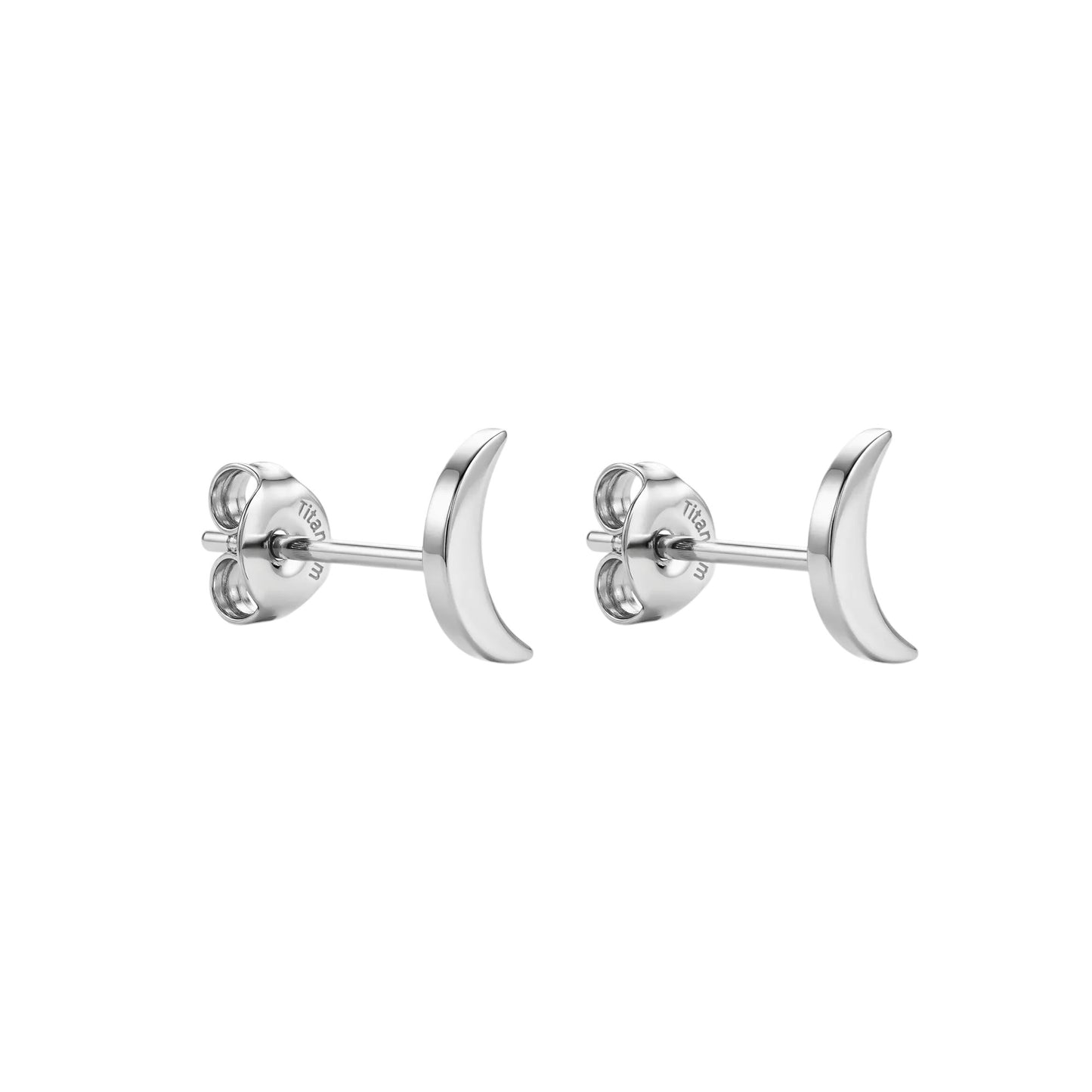Moon Studs Titanium shown on a white background