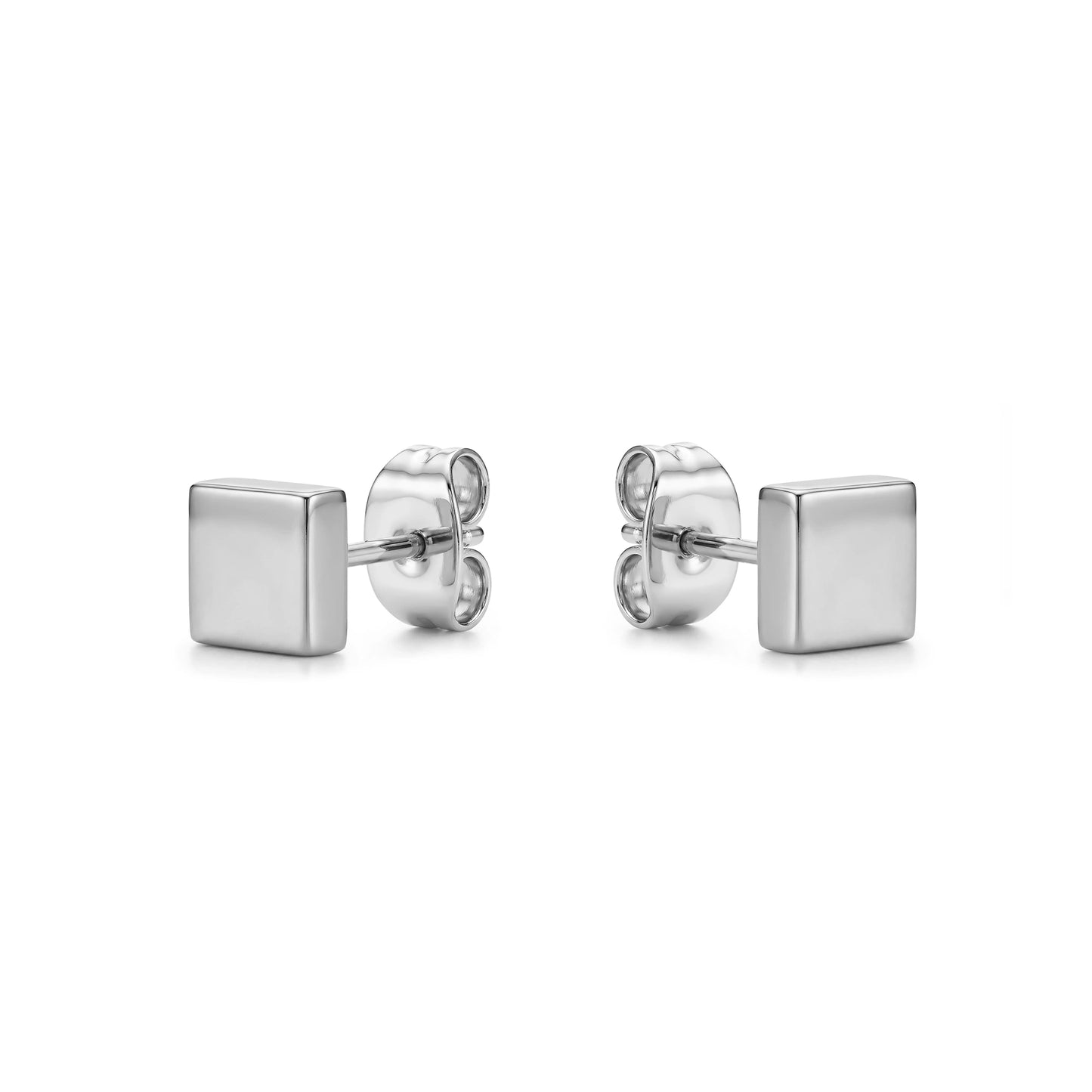 mini silver square titanium studs