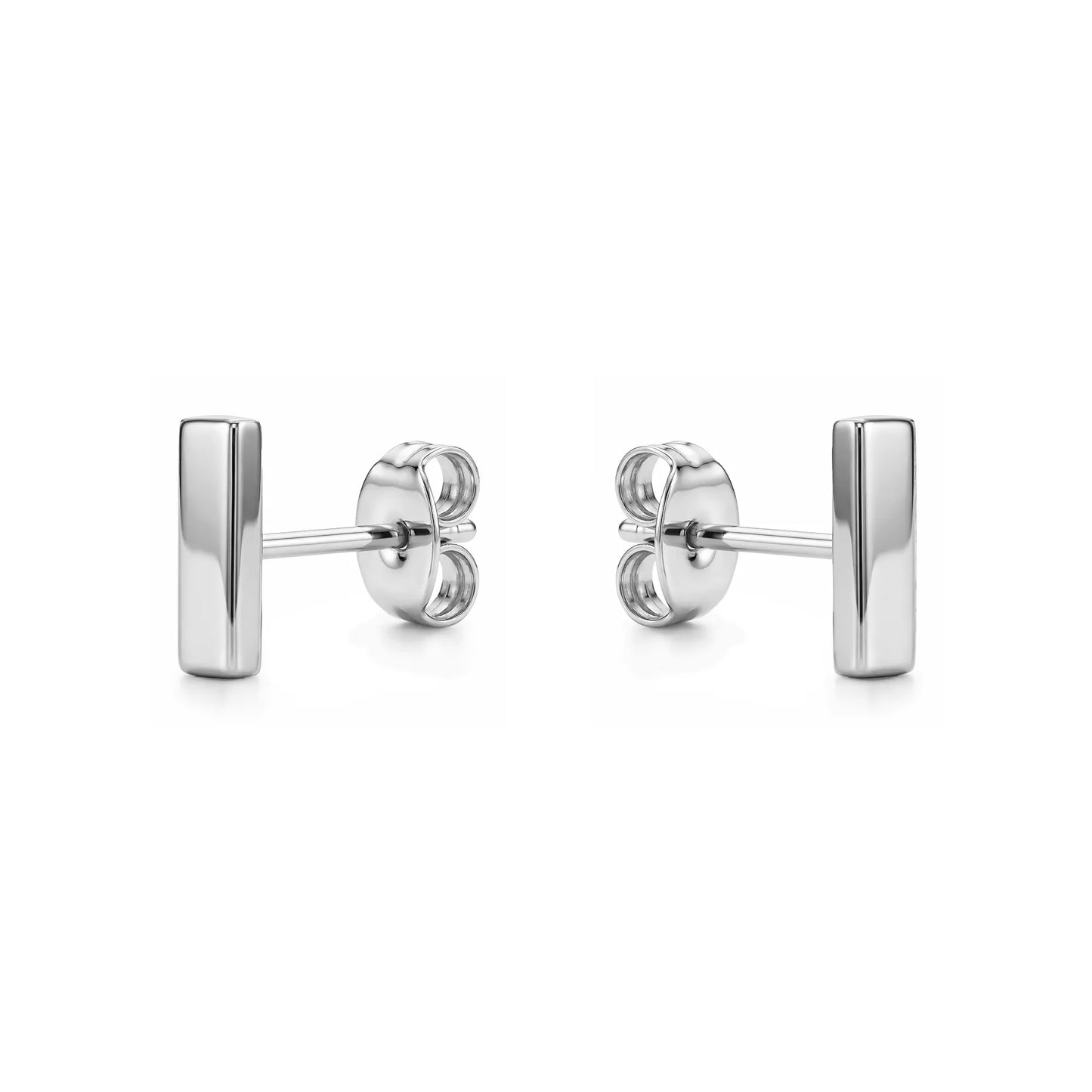 Silver Bar Studs solid titanium on a white background