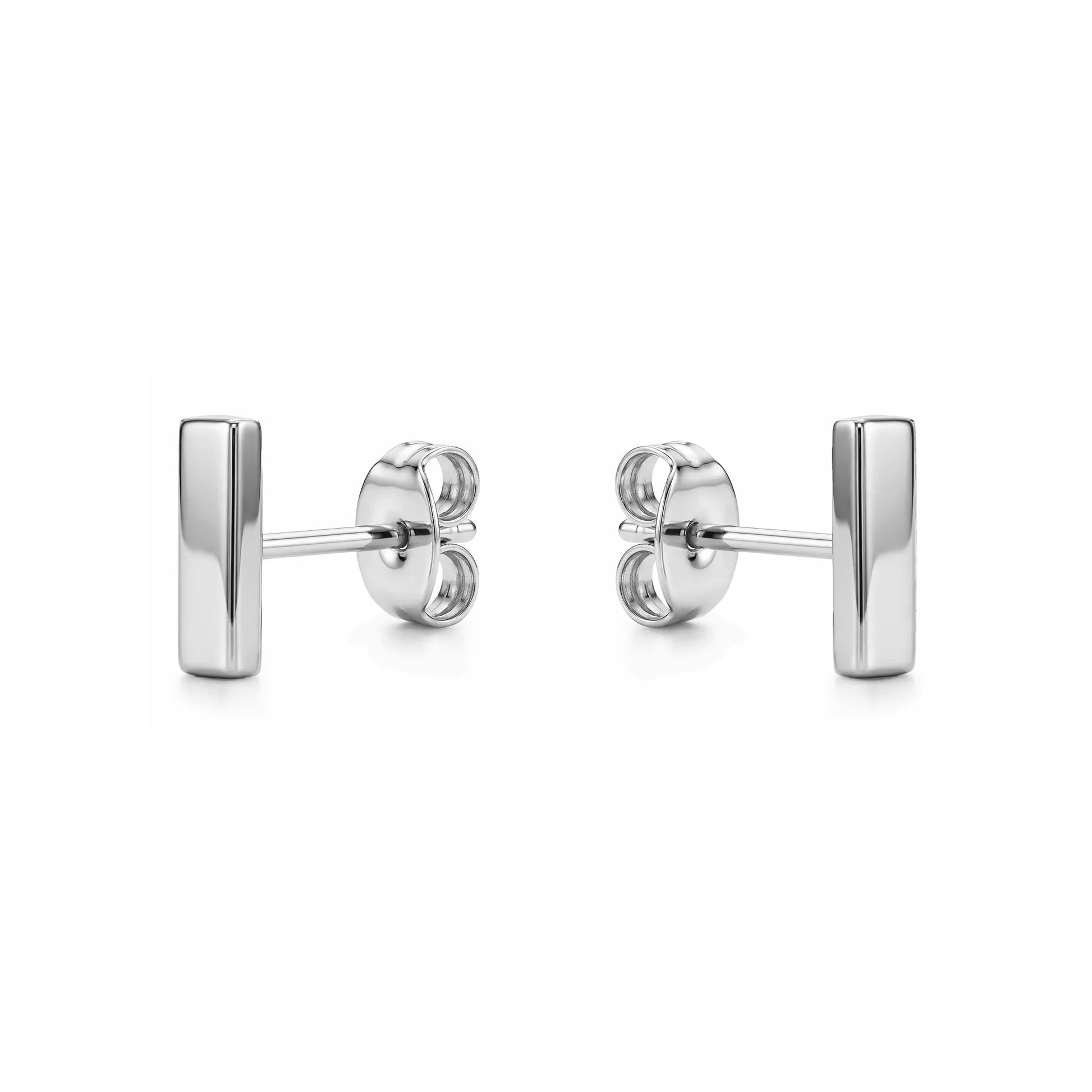 Silver Bar Studs solid titanium on a white background