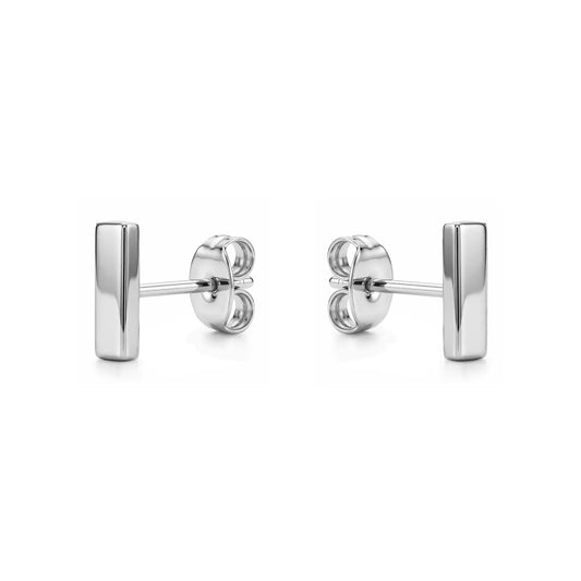 Silver Bar Studs solid titanium on a white background