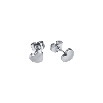 Heart Stud earrings. Titanium Studs with titanium backs. These studs shown on a white background