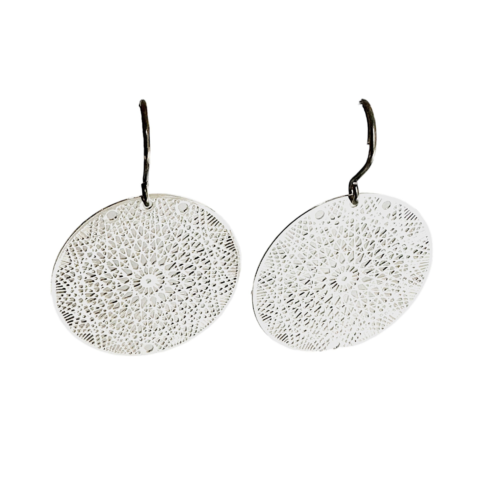 Silver geometric disc earrings