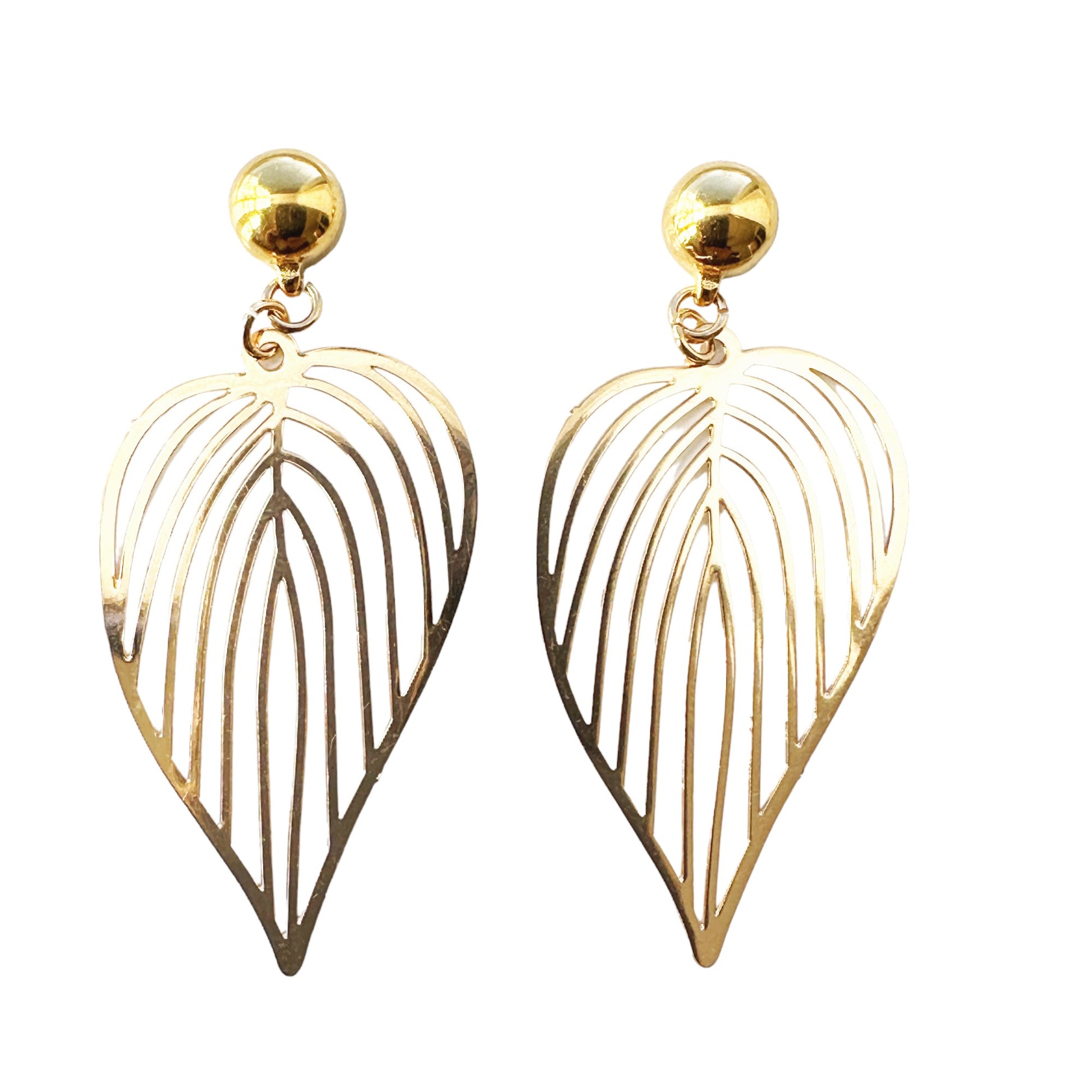 TI-GO Tropical Leaves Earrings. Detachable earrings for a truly hypoallergenic jewellery on a white background