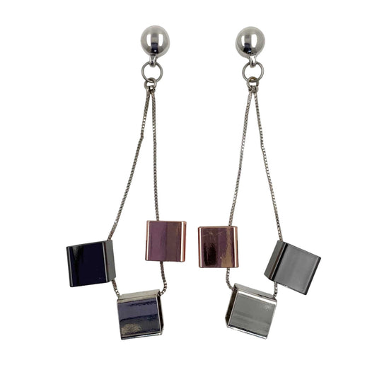 TI-GO Cubed earrings. Magnetic titanium interchangeable earring system. Detachable earrings for a truly hypoallergenic jewellery on a white background