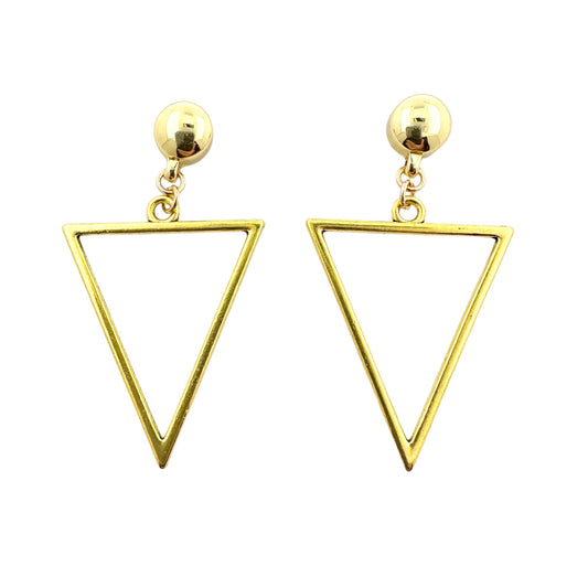 TI-GO Geometric Gold Triangle earrings. Detachable earrings for a truly hypoallergenic jewellery on a white background