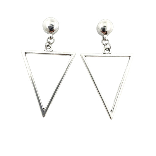 TI-GO Geometric Silver Triangle earrings. Detachable earrings for a truly hypoallergenic jewellery on a white background