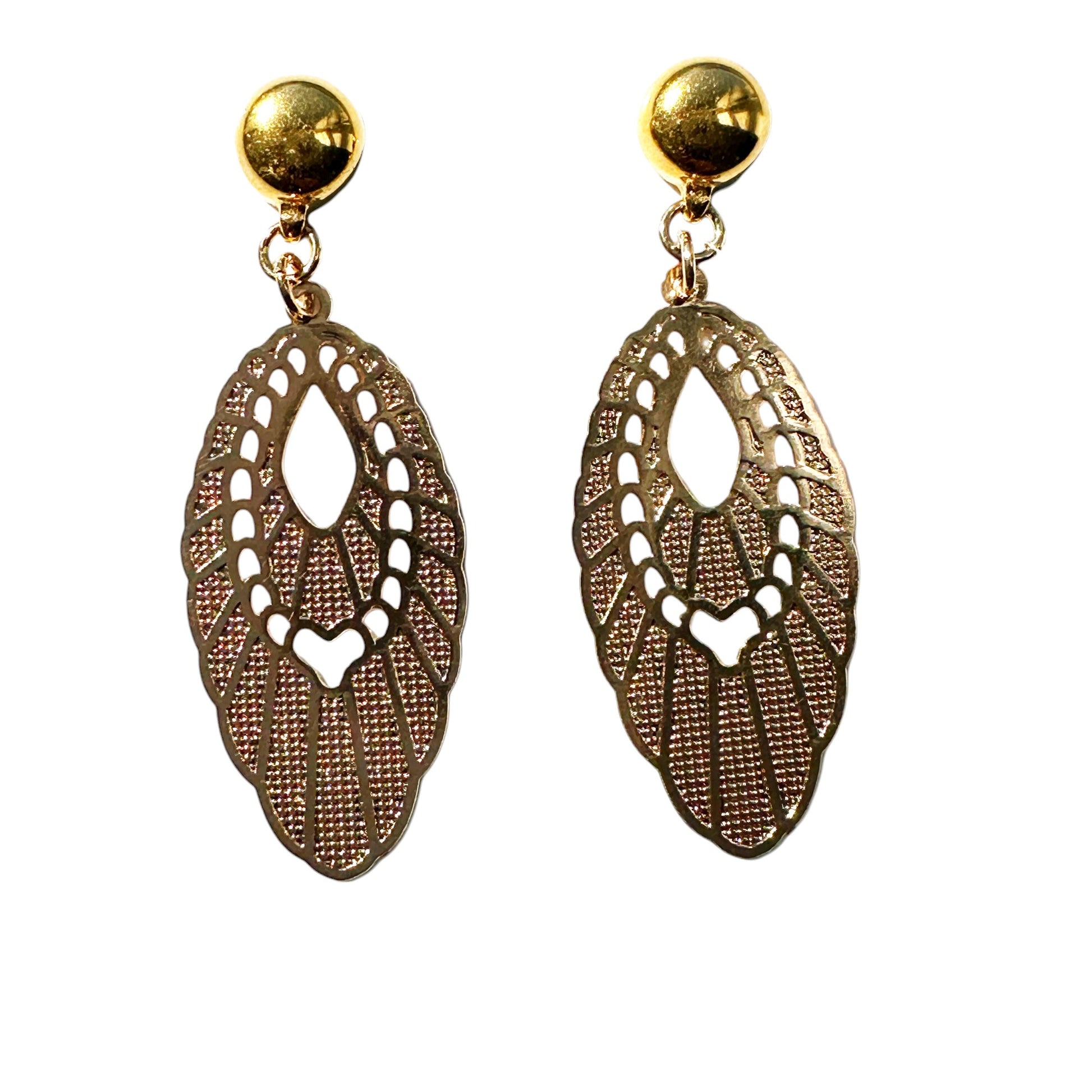 TI-GO Gold Pendant Earrings. Detachable earrings for a truly hypoallergenic jewellery on a white background