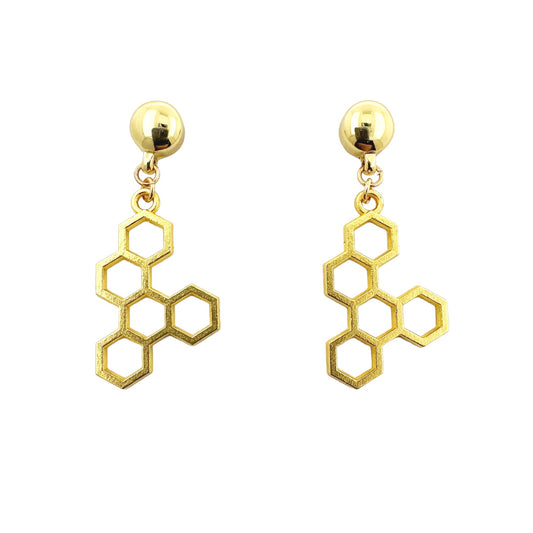 TI-GO Honeycomb gold earring. Detachable earrings for a truly hypoallergenic jewellery on a white background