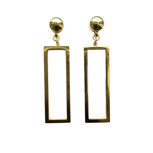 TI-GO Rectangle mirrored gold earrings. Detachable earrings for a truly hypoallergenic jewellery on a white background